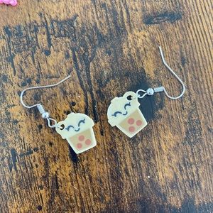 Boba tea earrings, handmaid